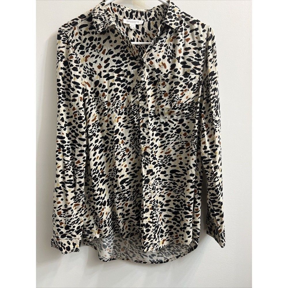 BeachLunchLounge Lindsey‎ Animal Print Long Sleeve Button Down S